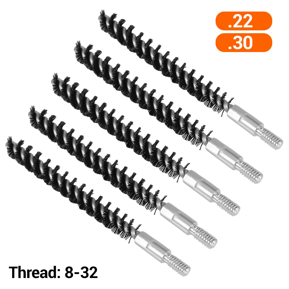5 unids/set cepillos de limpieza de pistola cepillo de limpieza de cámara.22.30 Rifle pistola herramienta de limpieza de escopeta cepillo de limpieza de nailon para pistolas
