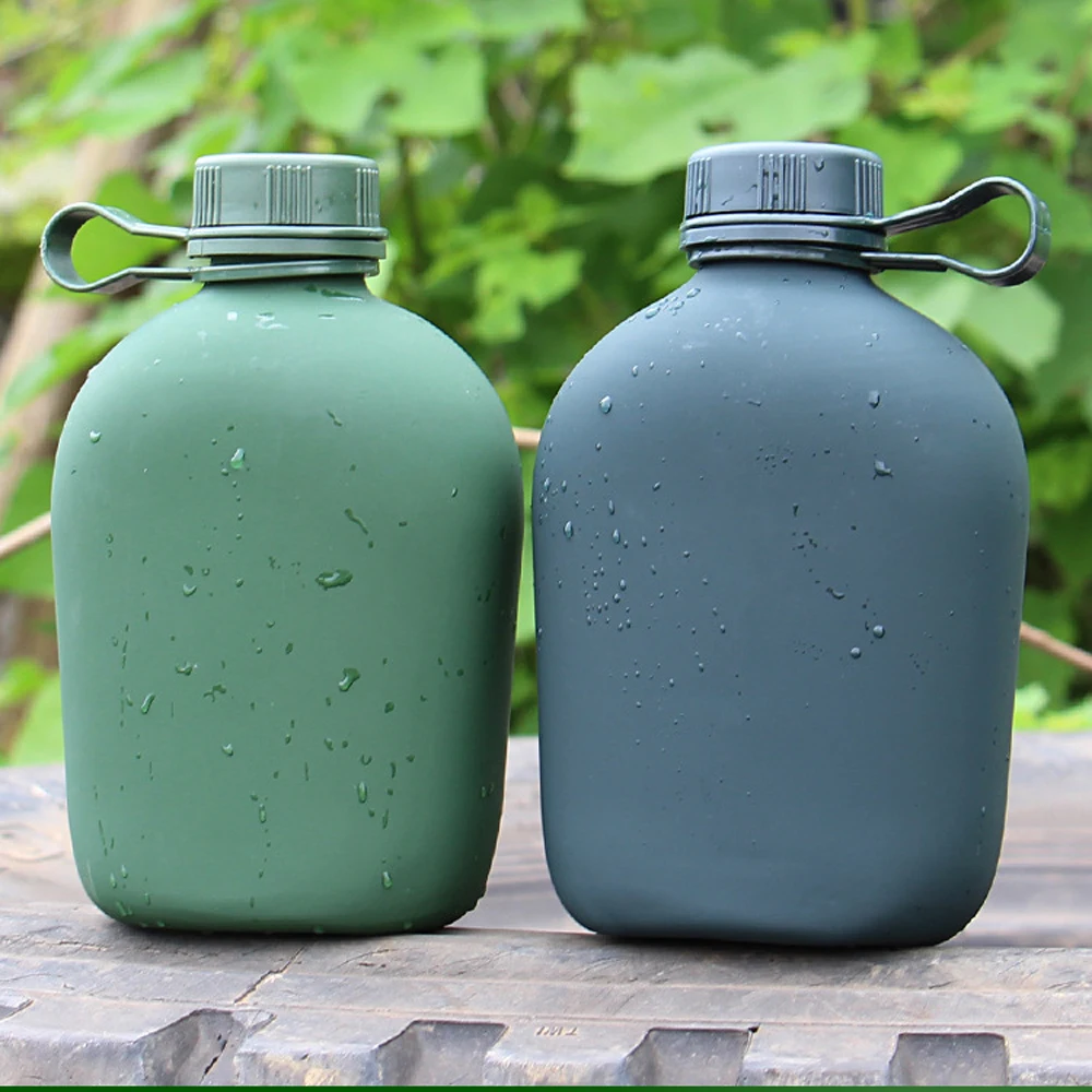 Botella de agua táctica para deportes al aire libre, 1L, botella de agua para acampar con bolsa, cantimplora, senderismo, supervivencia, hervidor para beber con bolsa - imagen 2