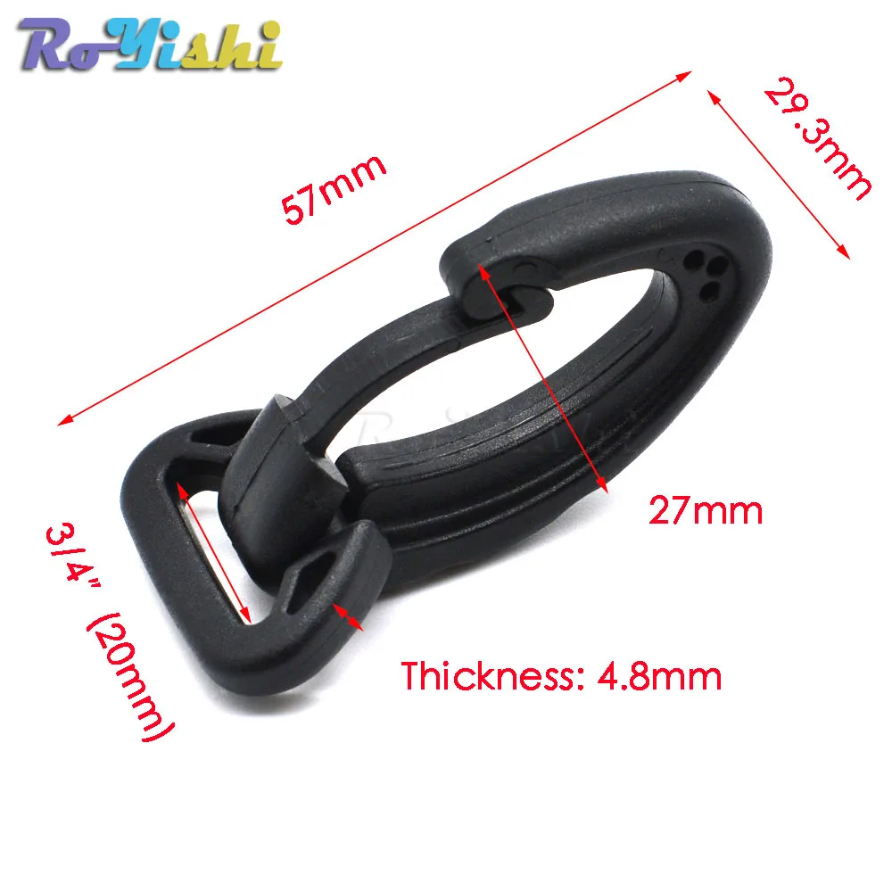 Ganchos de presión de plástico resistentes para correas de mochila con cordón de Paracord tejido, color negro - imagen 2