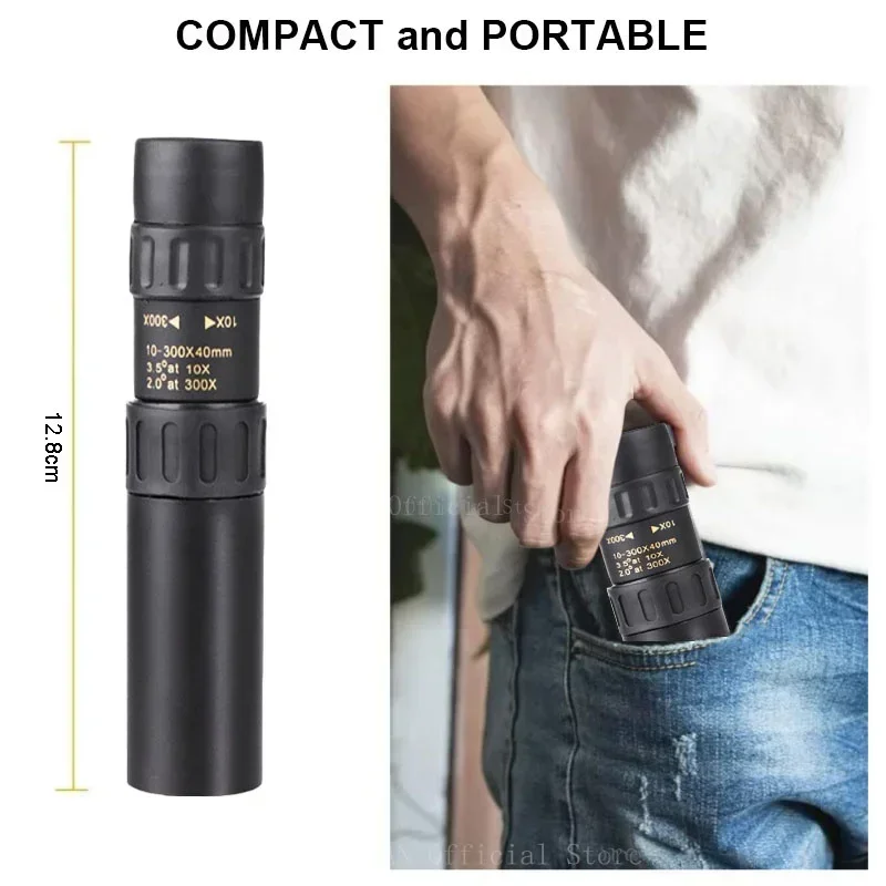 Telescopio Monocular profesional de largo alcance para caza y acampada, binoculares potentes portátiles HD 4K con Zoom 10-300x40, BAK4-Prisms - imagen 4