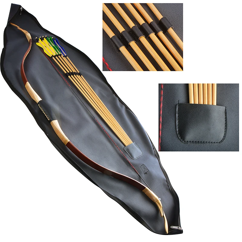 Bolsa de arco de Tiro con Arco recurvo, funda de transporte de arco y flecha de cuero suave para accesorios de caza de arco tradicional al aire libre - imagen 4
