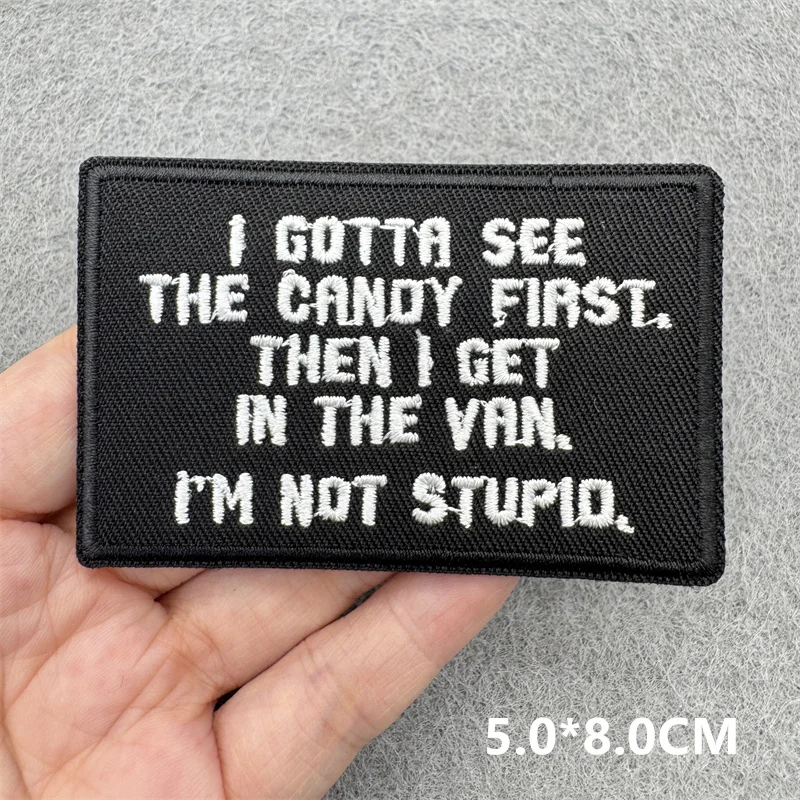 Parches de advertencia de peligro para planchar para ropa, letras de dibujos animados, parche bordado para costura en chaqueta/sombrero, pegatinas para mochila, insignias - imagen 3