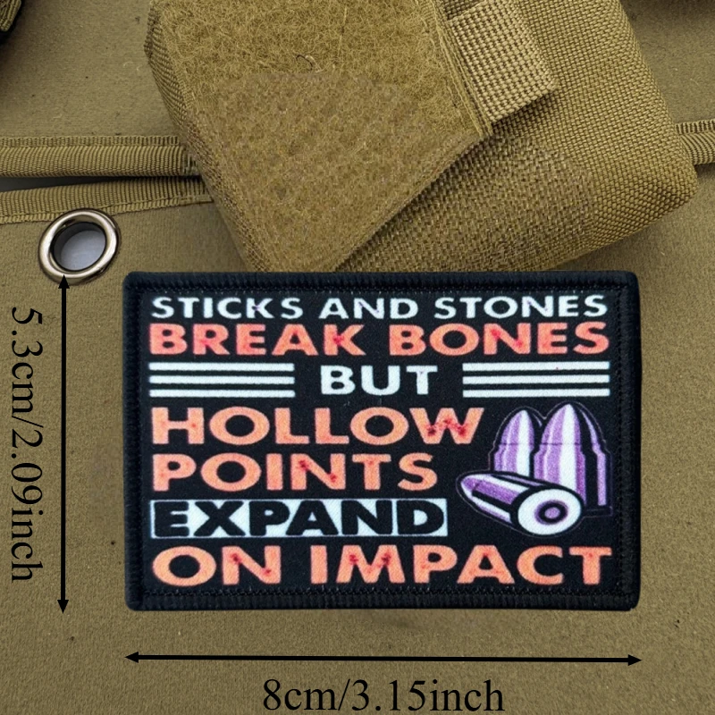 Parche con estampado de palos y piedras para chaleco táctico, insignia de moral con gancho y bucle, pegatinas decorativas para mochila, parches para brazalete para ropa - imagen 3