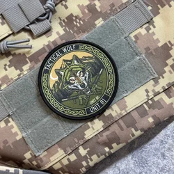 Lupo parche táctico lobo con rifles cruzados, velcro para mochila