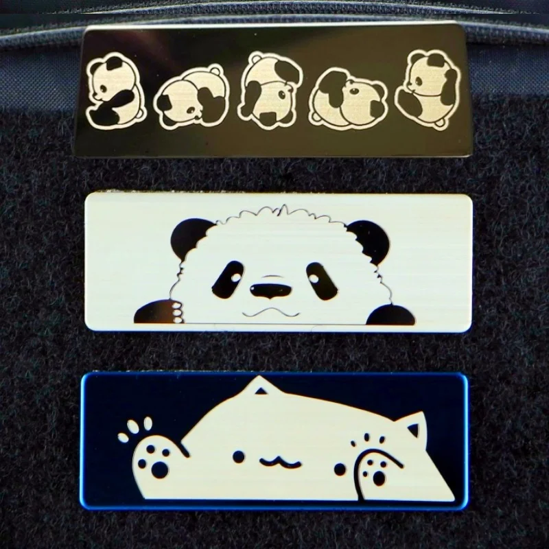 Insignia de moral Horizontal de Metal de Panda, emblema de gato de dibujos animados, parches de gancho y bucle, pegatina de decoración de mochila táctica