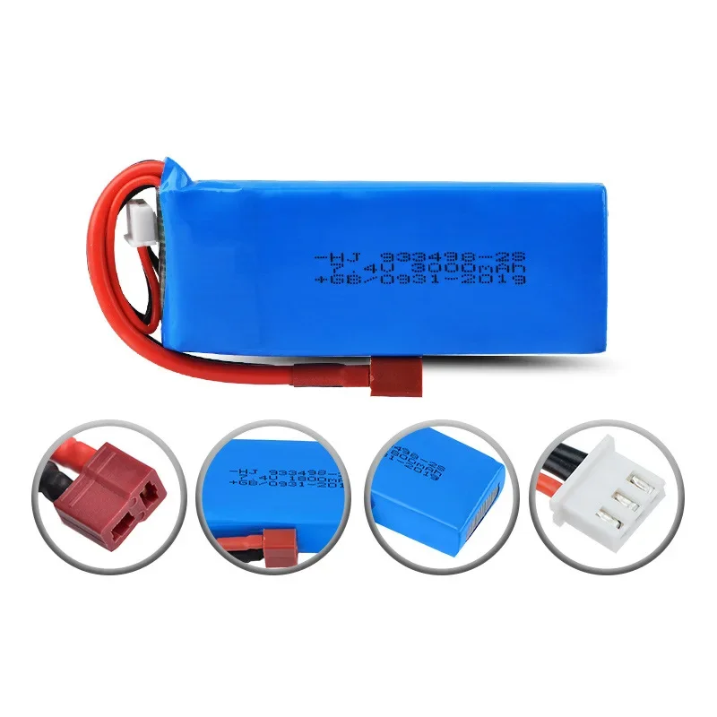 Batería Lipo 7.4V 3000mAh con USB para Wltoys 144001 124018 124019 104001 124016 124017 144002 104009   Repuestos para camiones y coches RC - imagen 2