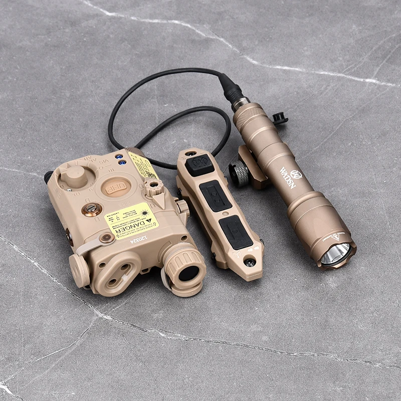 Airsoft-PEQ-15 táctico, punto rojo, verde, azul, sin luz blanca, interruptor de linterna, Láser de caza, Surefir M300, M600 - imagen 3