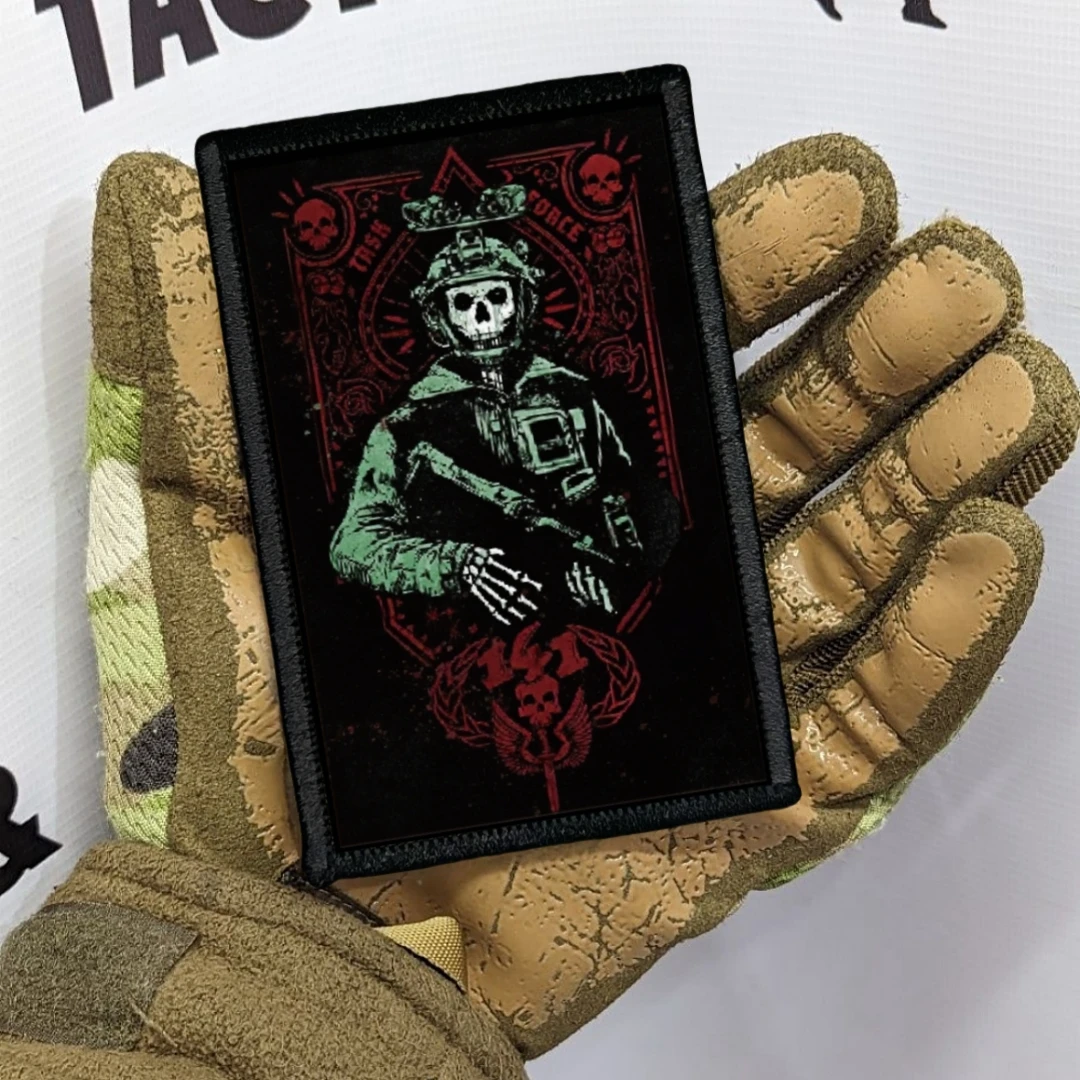 TASK FORCE 141 CODE Call of Duty visión nocturna cráneo insignia de moral táctica parches brazalete militar impreso mochila pegatina - imagen 4