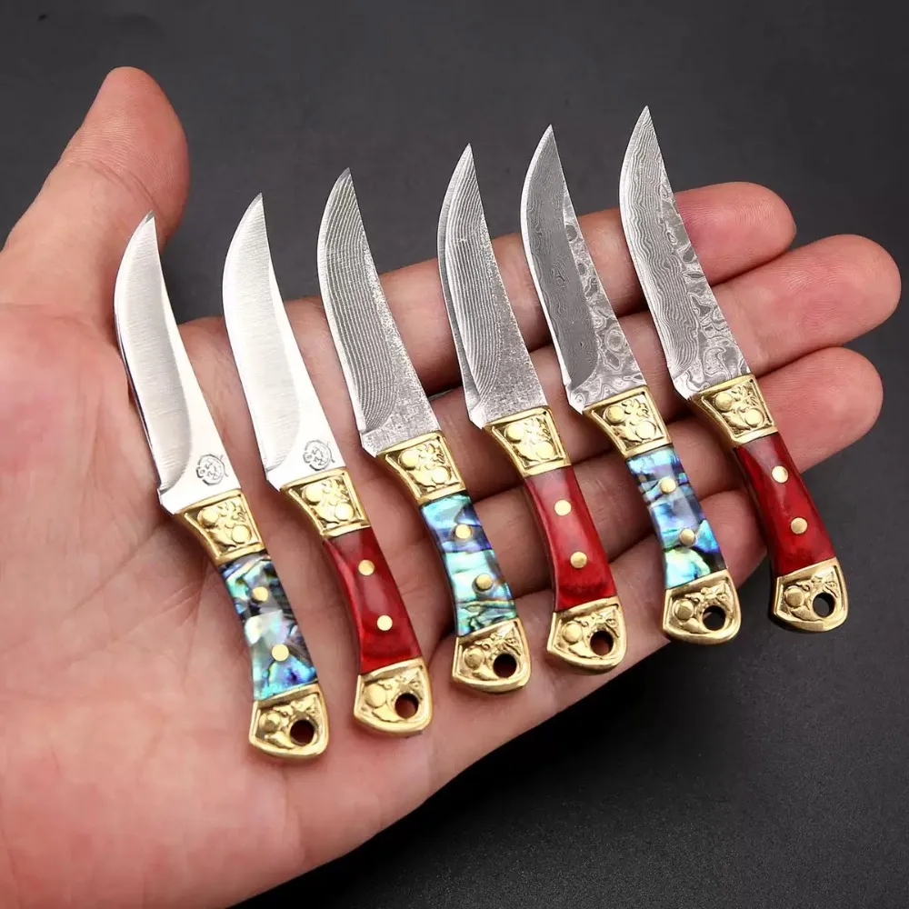 Cuchillo curvo artesanal mongol para exterior táctico tipo llavero
