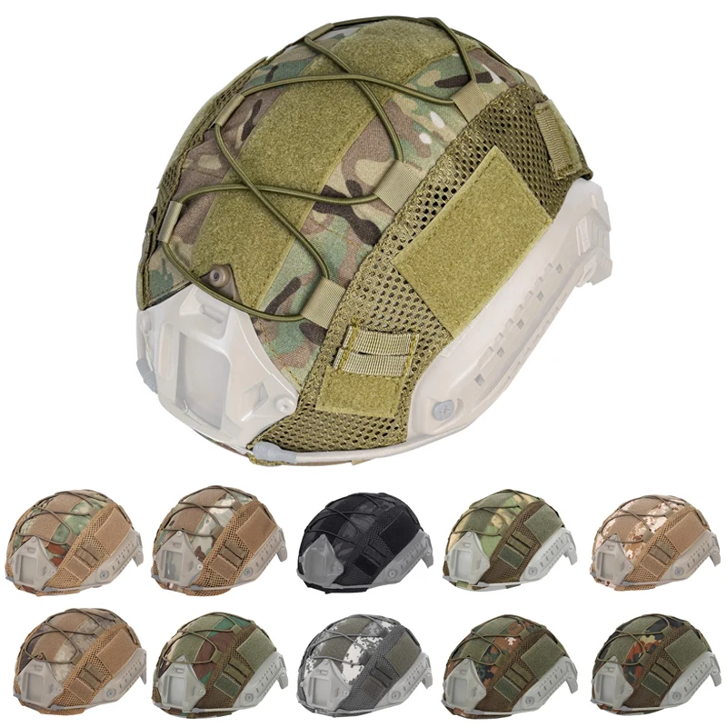 BOOIU-funda táctica para casco rápido MH PJ BJ, casco de tela OPS-Core, Airsoft, Paintball, camuflaje, militar, con cordón elástico - imagen 3