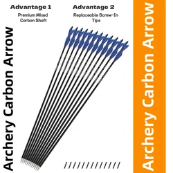 SP500 Flechas de carbono para arquería con plumas naturales
