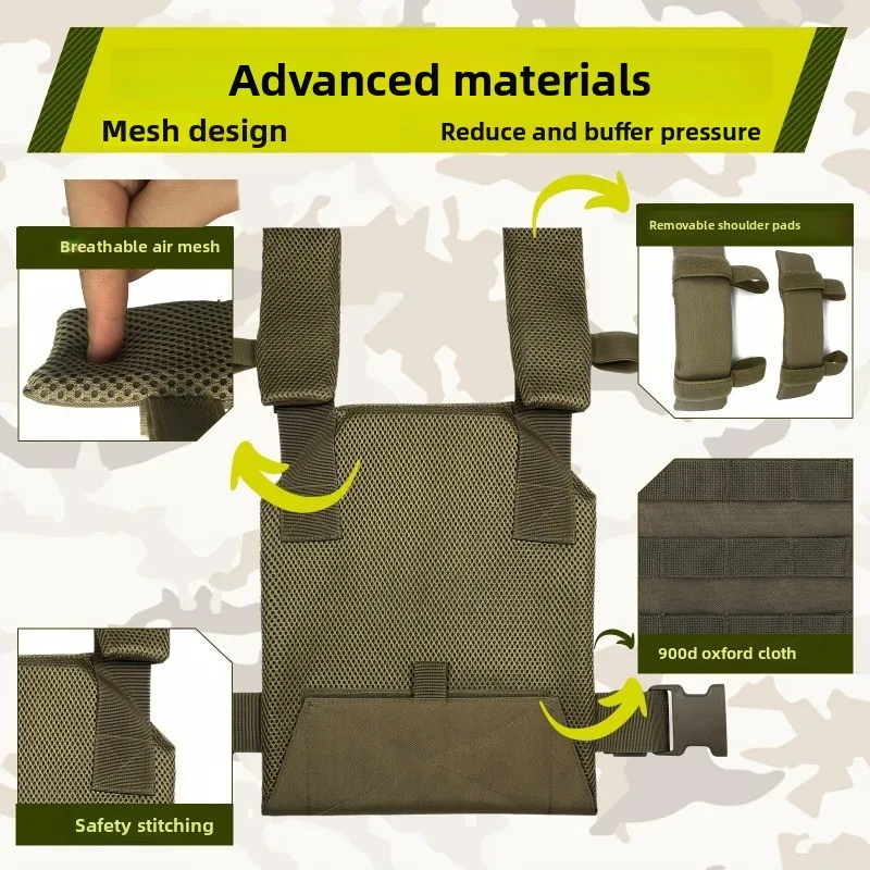 Chaleco táctico, portador de placa Molle ajustable con liberación rápida para Fitness, correr, entrenamiento de pesas, ejercicio, equipo de supervivencia - imagen 3