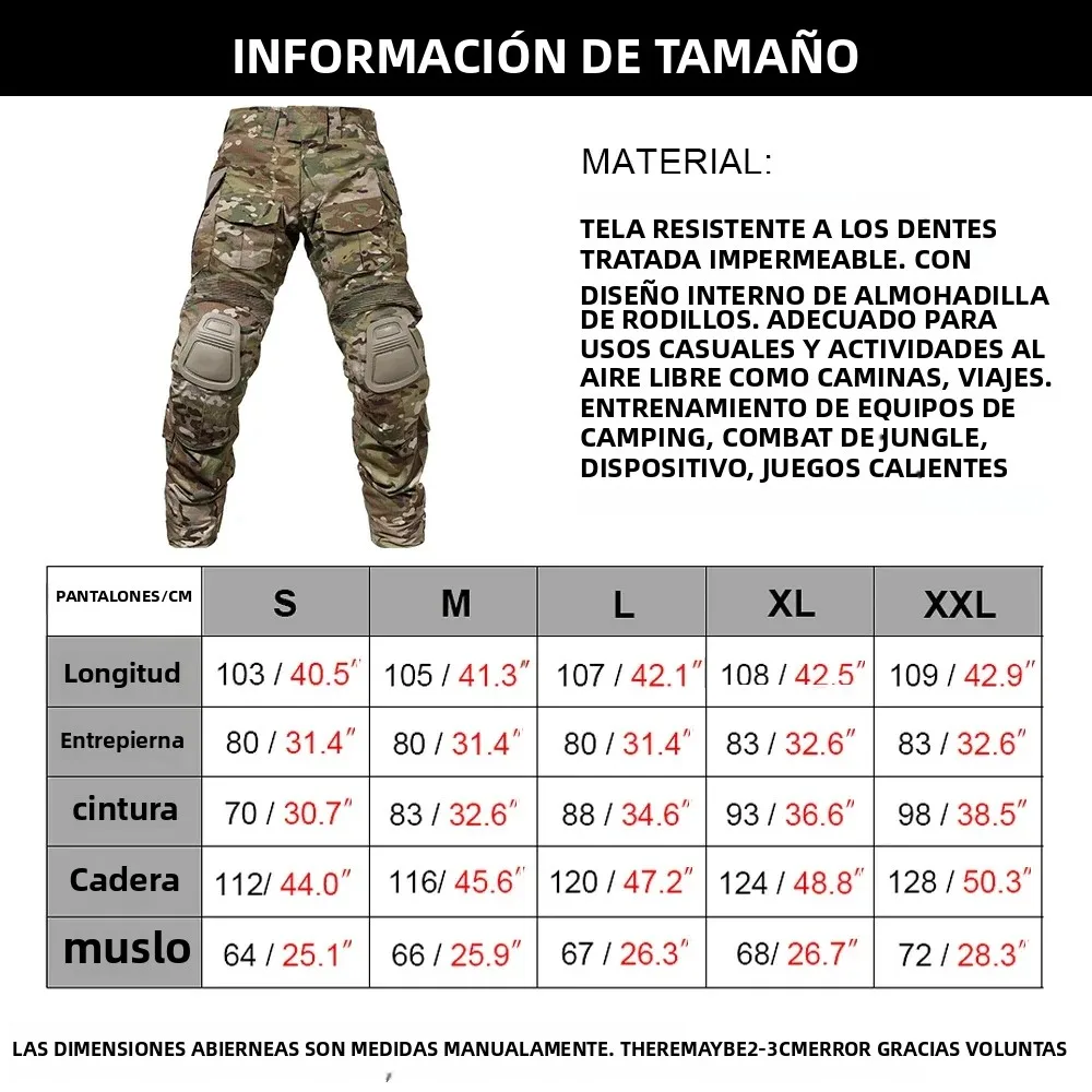 SINAIRSOFT G3 Pantalones de combate con rodilleras Pantalones tácticos MC gen3 Camuflaje de caza al aire libre - imagen 3