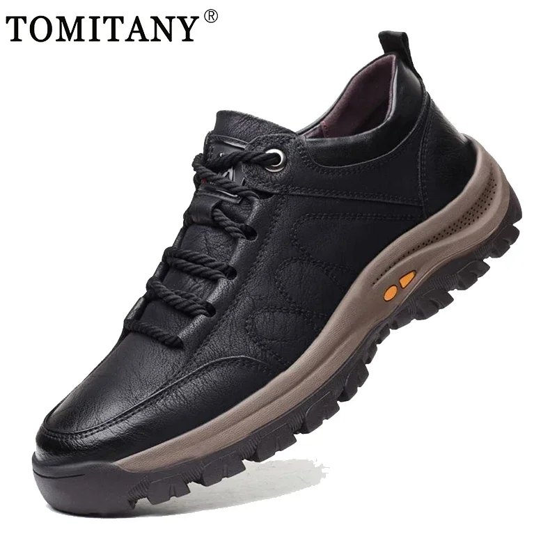 Zapatos de cuero informales de marca para hombre, botas de seguridad para el trabajo para conducir al aire libre, moda urbana, mocasines de negocios para hombre, otoño - imagen 2