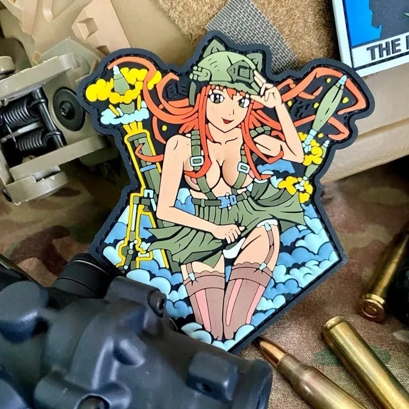 Parches tácticos de PVC para chica en ropa, insignia de moral de belleza, parches militares con gancho y bucle, brazalete, pegatinas para mochila - imagen 2