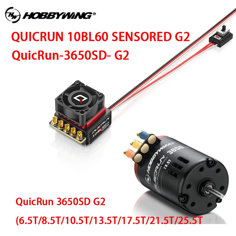 Nuevo Motor sin escobillas de inducción Hobbywing QuicRun 3650SD G2 y QUICRUN 10BL60-SENSORED G2 para coche de carreras con Control remoto 1/10 RC
