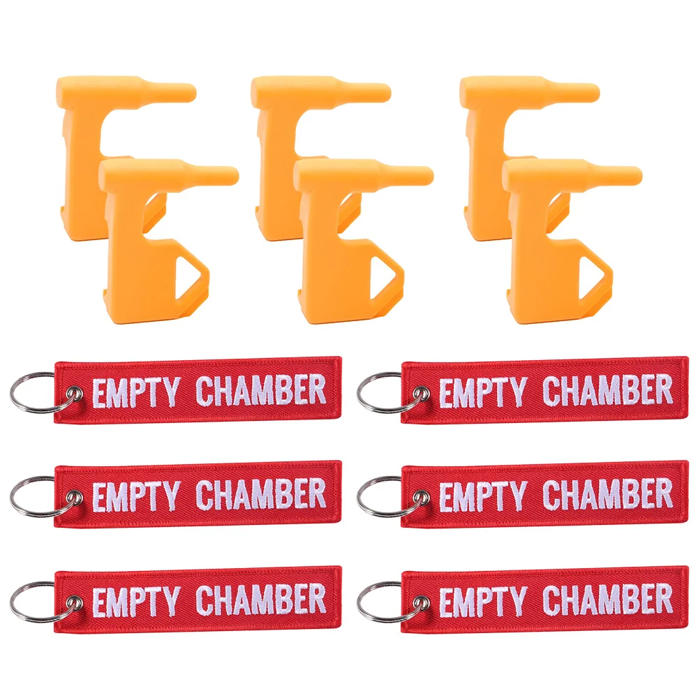 Llaveros de cámara vacía, indicador de etiqueta de seguridad de aviación, letra roja de doble cara, llaveros bordados, banderas, 6 uds. - imagen 4