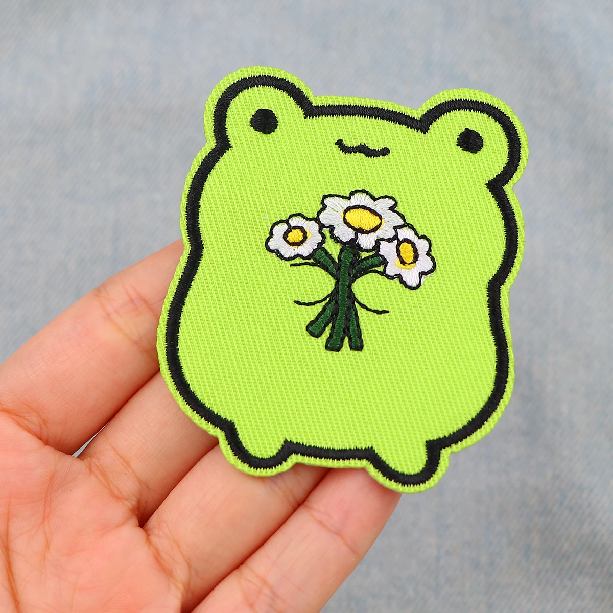 Parches bordados de rana Linda para ropa, parches termoadhesivos para ropa, pegatinas de animales para planchar, apliques Diy