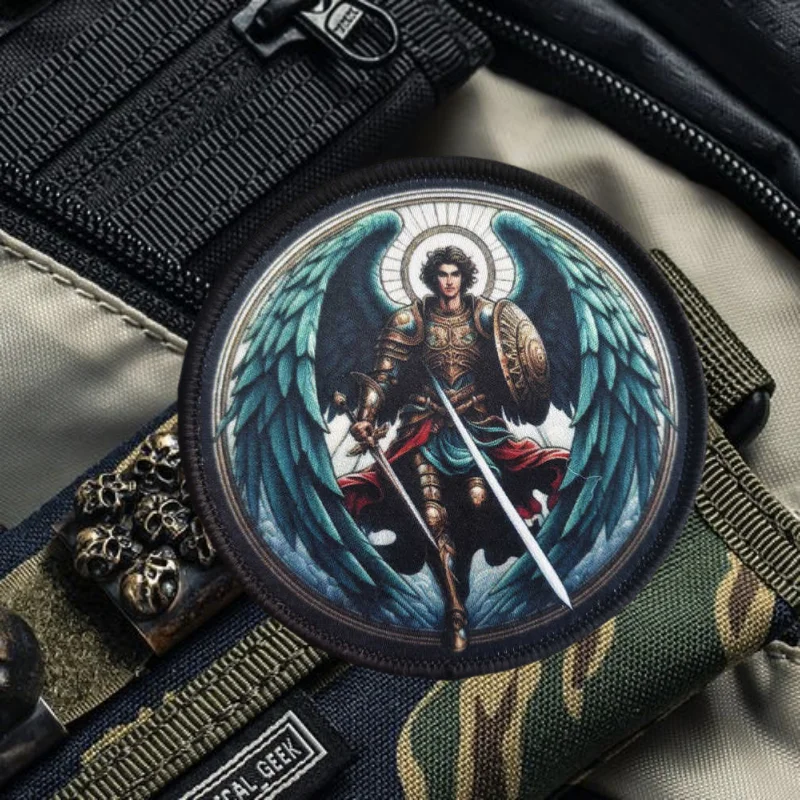 Parche con estampado de Chevron "Arcángel Michael", chaleco táctico, insignia de moral con gancho y bucle, pegatinas para mochila, parches para brazalete para ropa - imagen 5
