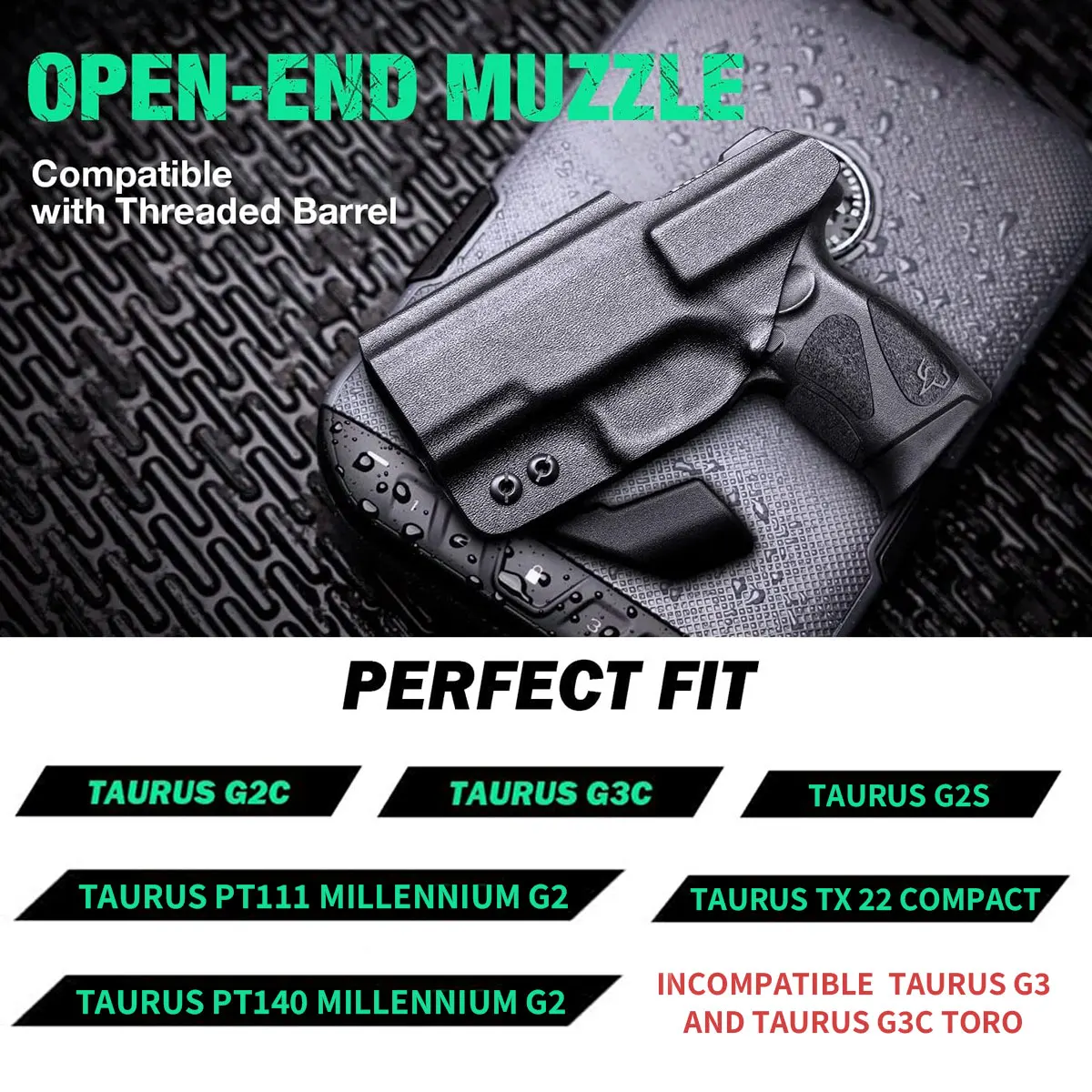 Solo se adapta a Taurus G2C / G3C / Millennium PT111 G2 / PT140, funda IWB, sonido de clic, garra, táctica, funda Kydex, mano derecha - imagen 4