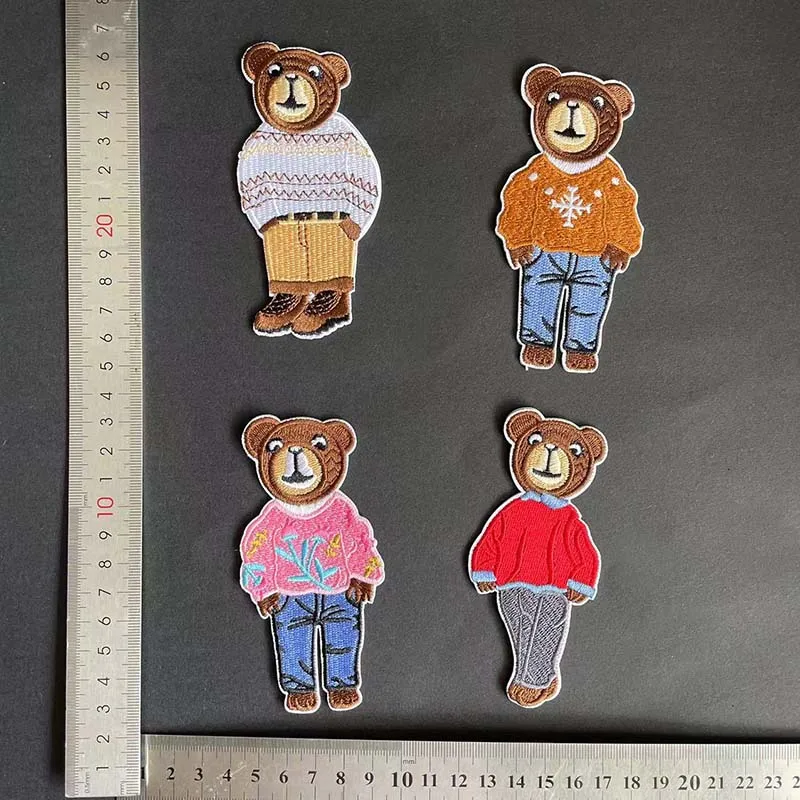 Parche autoadhesivo de animales de dibujos animados, adhesivo de aplique bordado de oso de tela en ropa, cinta de reparación de ropa, suministros de costura DIY - imagen 3