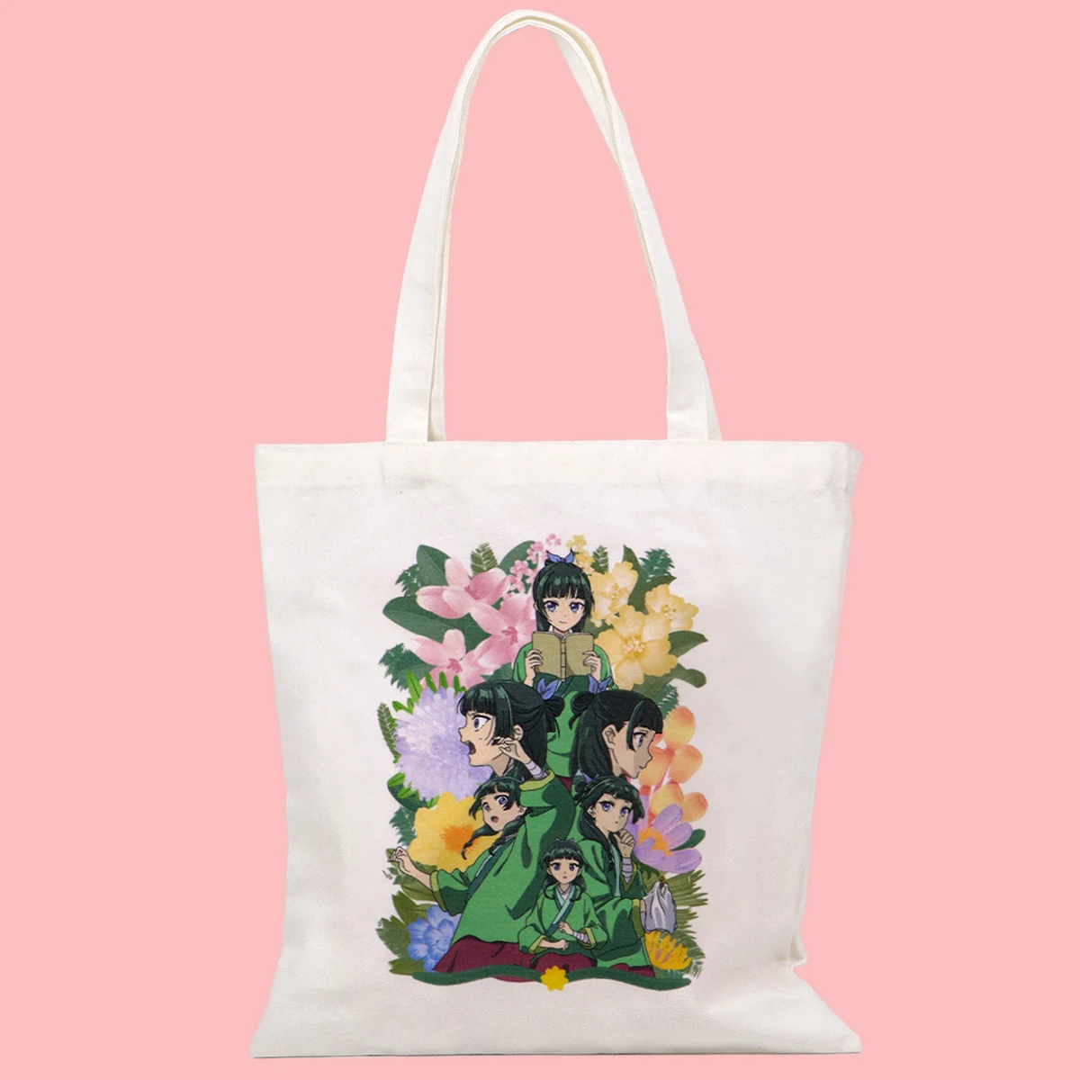 Bolso de mano de Chica de Anime, bolsos de hombro para mujer, bolso de compras Vintage, bolso de mano de lona informal de gran capacidad - imagen 4