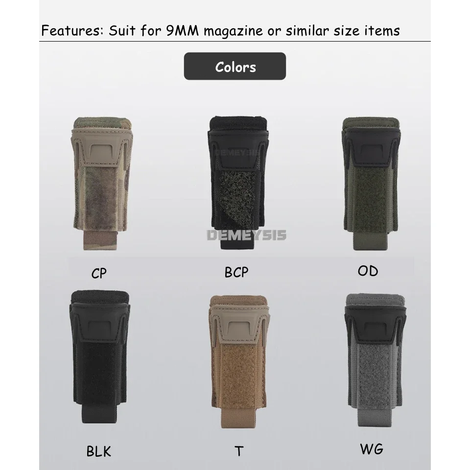 Bolsa táctica Mag de 9MM, bolsas para revistas de pistola Airsoft con placa de cubierta protectora de liberación rápida para cinturones MOLLE, equipo EDC - imagen 2