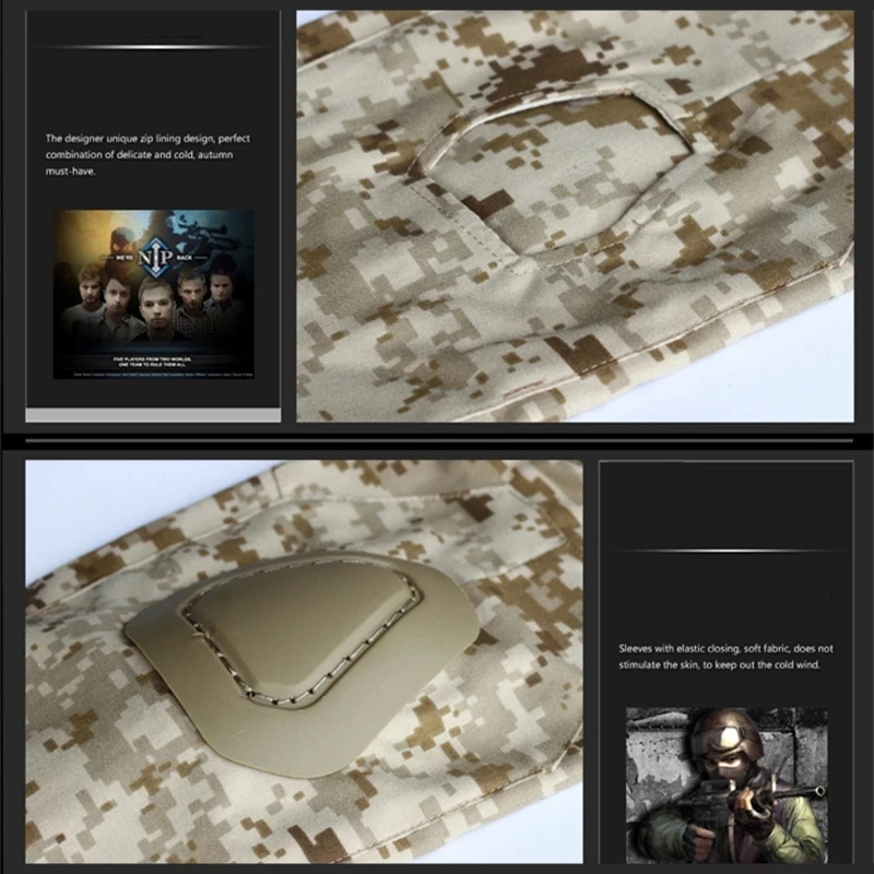 Uniforme militar táctico de camuflaje, pantalones Cargo de Paintball del ejército, camisas de combate, pantalones tácticos de Multicam con rodilleras - imagen 3