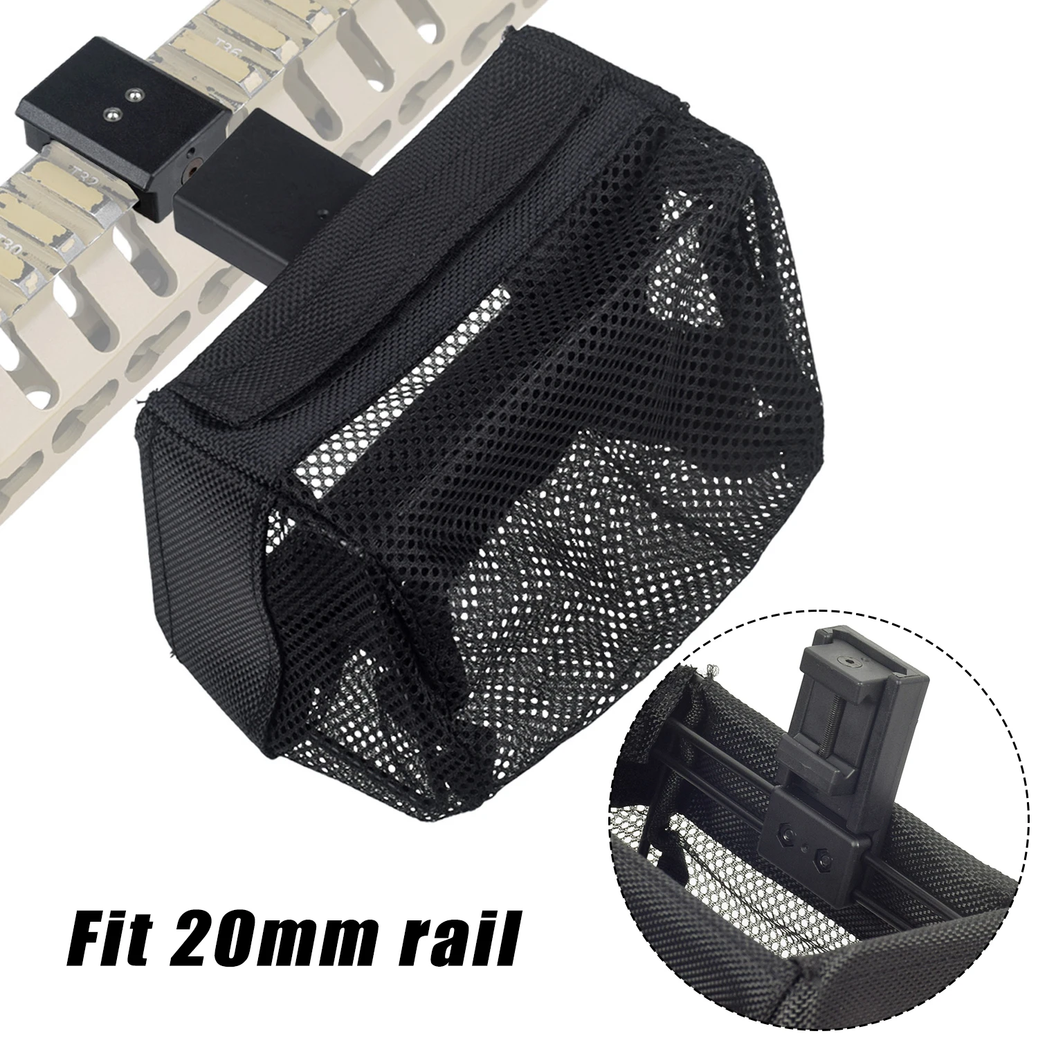 Colector de cartucho receptor de carcasa de latón táctico, compatible con riel de 20mm, bolsa trampa envolvente de malla de nailon, Rifle de caza, revista, bala, bolsa EDC - imagen 3