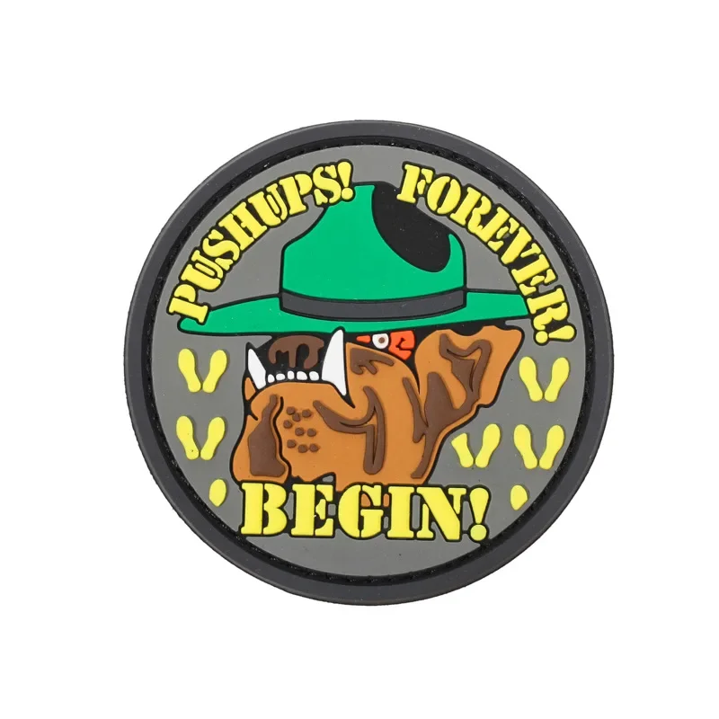 PUSHUPS FOREVER BEGIN parche 3D PVC, insignia de moral táctica militar, gancho y lazo, brazalete, mochila, ropa, pegatinas decorativas - imagen 2