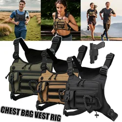 EDC Bolsa de pecho para hombres y mujeres, para correr, senderismo, impermeable, antirrobo, para deportes y entrenamientos con correa ajustable