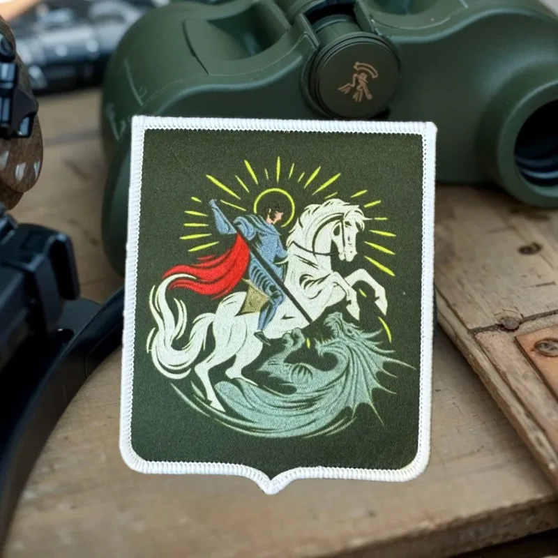 Parche táctico "Saint George Slaying The Dragon", insignia de moral con gancho y bucle, parche militar para mochila, ropa decorativa - imagen 4