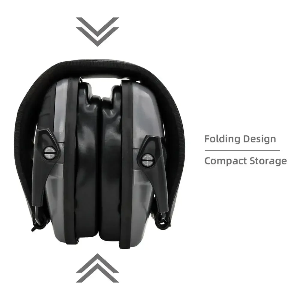 Auriculares tácticos electrónicos para tiro, protección auditiva para exteriores, orejeras protectoras, reducción de ruido, plegables, grises - imagen 5