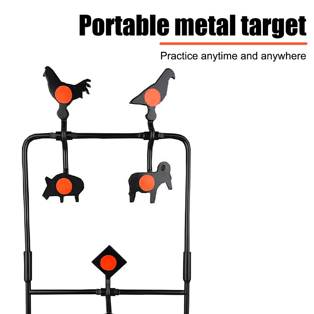 Alcance reactivo de tiro metálico 360 °   Objetivo giratorio de reinicio automático para entrenamiento de tiro, objetivo para Paintball BB/pistola de pellets - imagen 2
