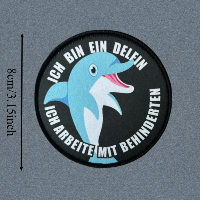 Parche con estampado de delfines bonitos, chaleco táctico, sombreros con gancho y bucle, insignia de moral, pegatinas para mochila militar, parches para brazalete para ropa - imagen 3