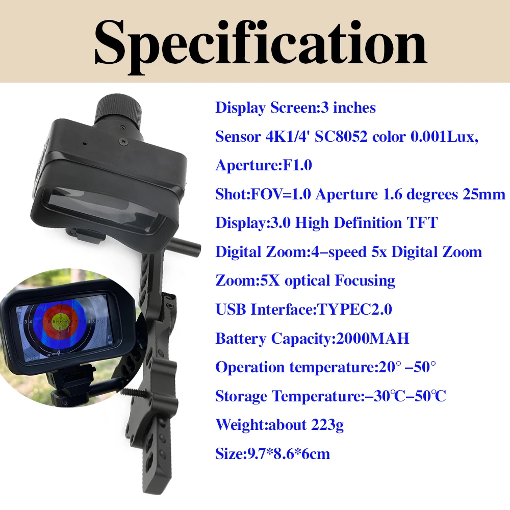 Dispositivo de visión nocturna 4K HD telescopio 5X óptico 5X Zoom Digital arco compuesto caza puntería negro completo mira de poca luz - imagen 2
