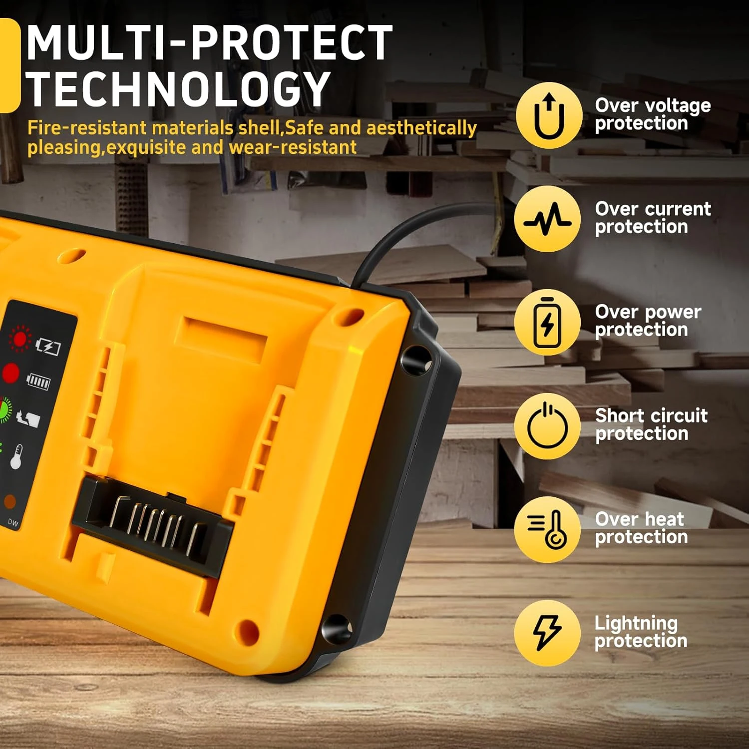 Reemplazo rápido del cargador de batería Dual de 90W para batería de litio Dewalt 18V 20V recargable DCB207 DCB206 DCB204 DCB203-No batería - imagen 3