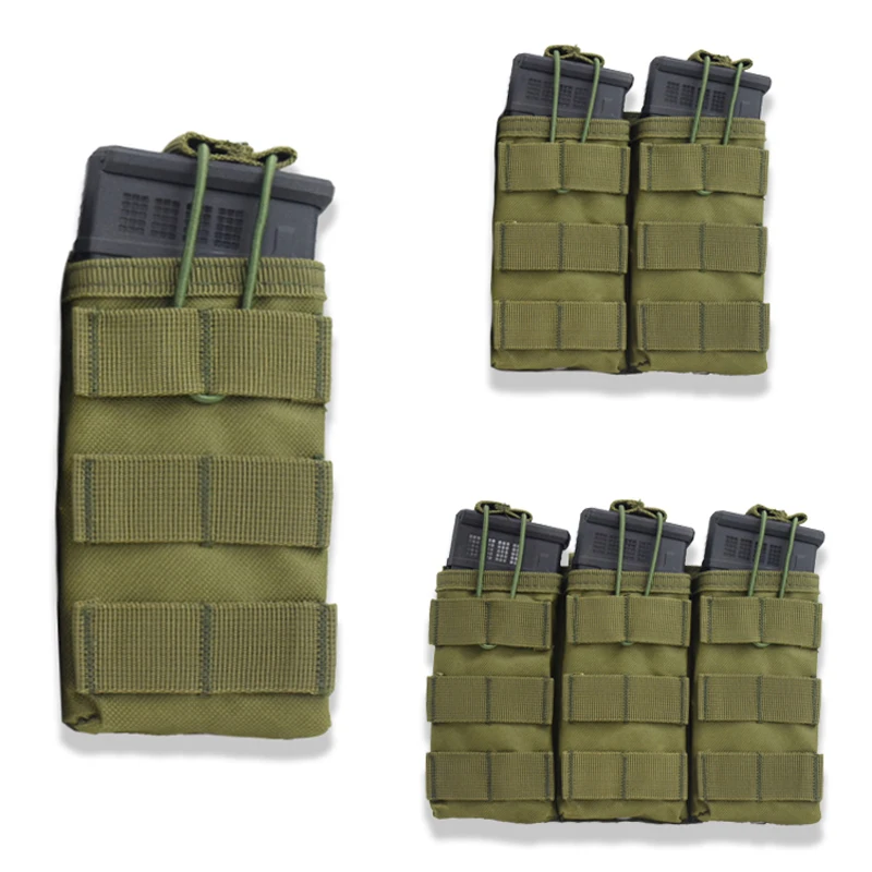 Bolsa táctica para revistas, bolsa individual doble Triple para cartuchos, bolsa para Rifle Mag Airsoft para tiro al aire libre, accesorios de caza Molle - imagen 4