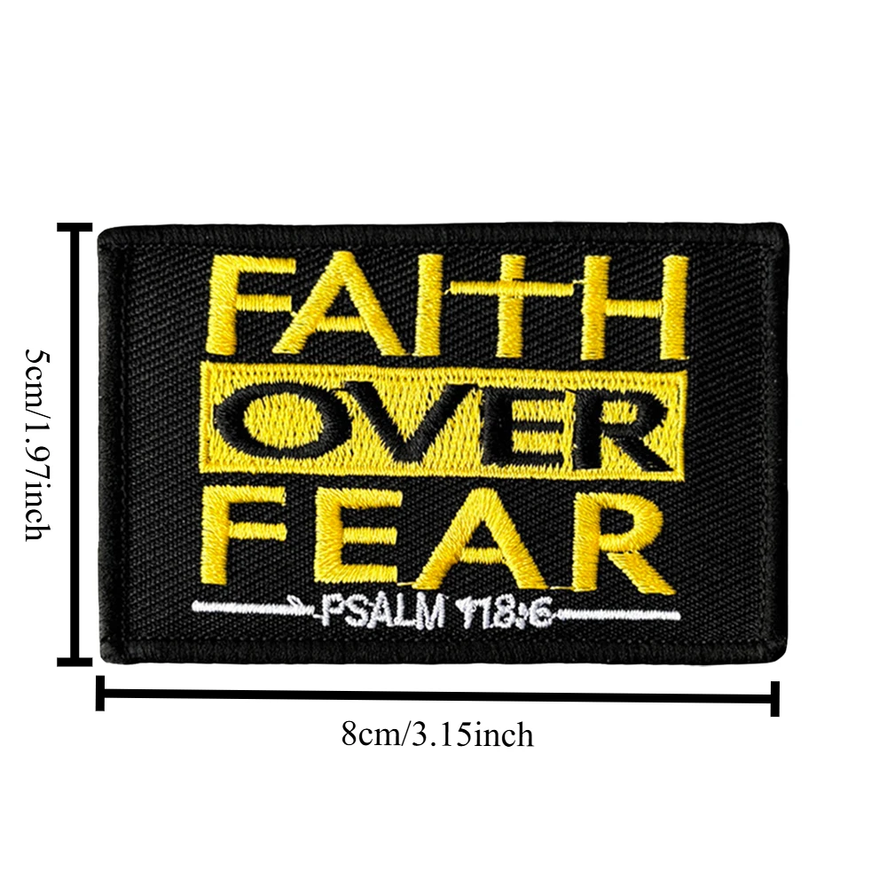FAITH OVER FEAR Parche táctico bordado con velcro gancho-bucle - imagen 2