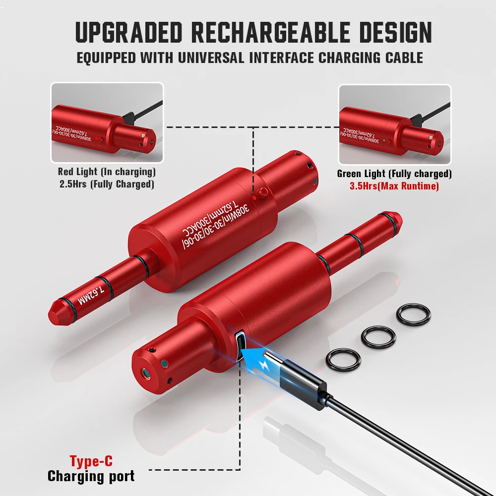 9 mm 38SPL 22LR 12GA.243 7 mm 6,5 mm Entrenamiento Bullet Bore Sight Láser controlado por voz Doble propósito para entrenamiento y calibración - imagen 5