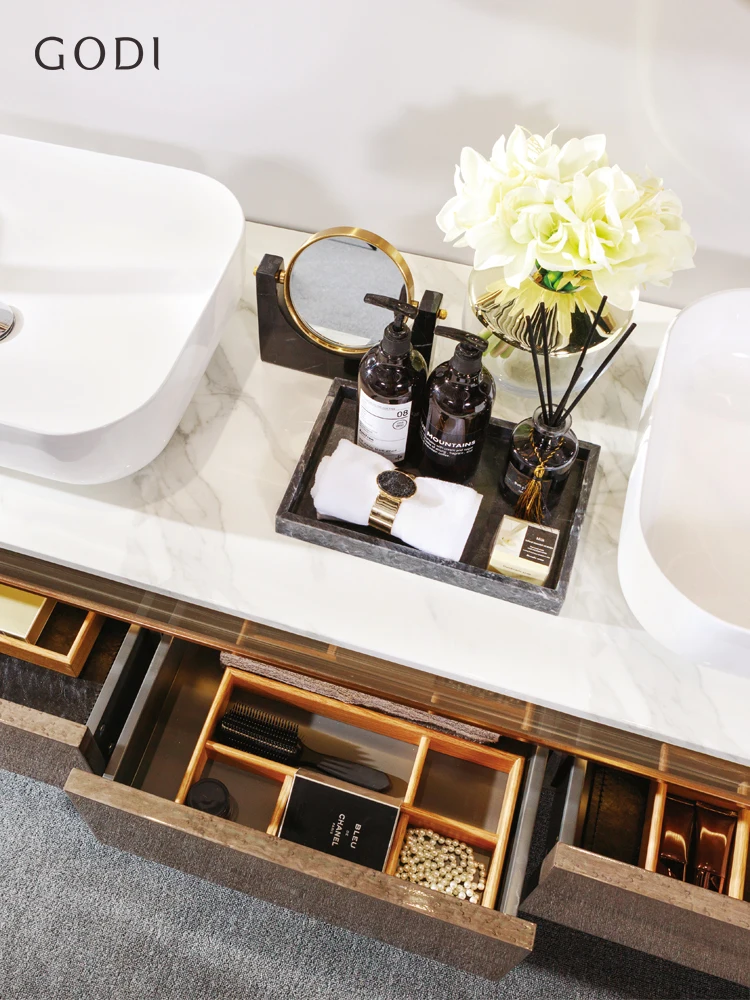 Armario de baño con placa de roca moderna de lujo ligero, combinación de baño, unidad grande, doble persona - imagen 3