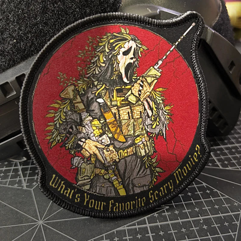 Insignia masculina "Call For Support", soldado enmascarado del ejército, parche táctico de guerrero de francotirador, brazalete militar, parches de gancho y bucle con estampado - imagen 2