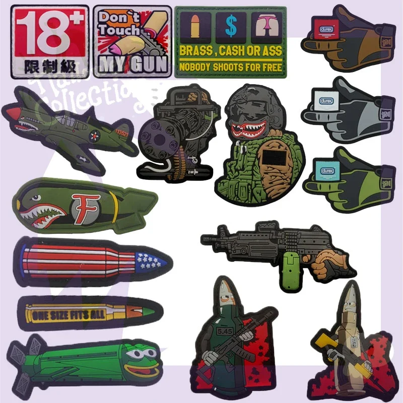 PVC gelatina serie militar soldado submarino arma Gatling brazo insignia gancho y bucle parche moral insignia mochila parche