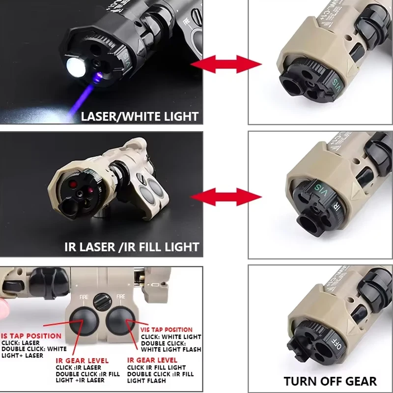WADSN MAWL-C1 táctico rojo azul verde punto IR MAWL LED Airsoft arma luz SF M300A M600C accesorios de linterna de caza de alta potencia - imagen 5
