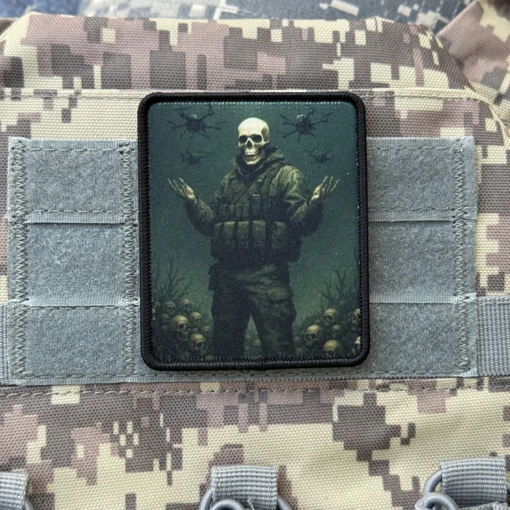 Insignia de moral con estampado de soldado táctico Chevron, brazalete táctico militar, parches de gancho y bucle, pegatinas con apliques para mochila y ropa - imagen 3