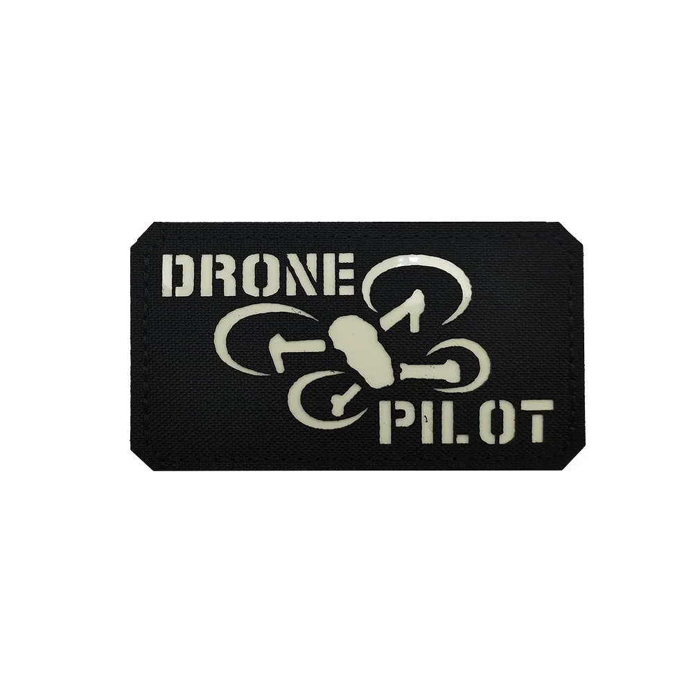 Parche de Velcros de moral táctica DRONE PILOT, pegatina luminosa, insignia, gancho bordado, cierre de bucle para gorra, pantalones vaqueros, mochila Molle