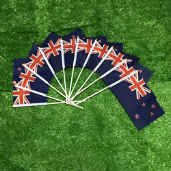 SKY FLAG Bandera de mano de Nueva Zelanda 14x21cm 10/20/50/100 Uds poliéster penetración de doble cara Bandera de mano de Nueva Zelanda para decoración