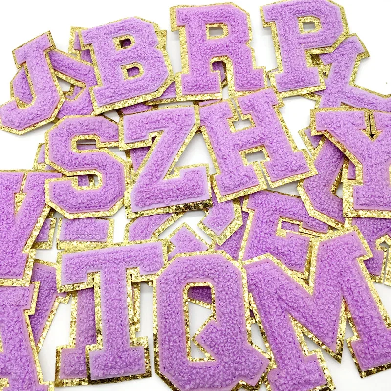 Parches de letras de gran tamaño A-Z para ropa, transferencias de hierro de Color púrpura en ropa, parche de costura, apliques adhesivos (8CM) - imagen 3