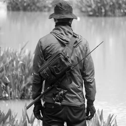 Bolsa pesca táctica impermeable con eslinga y soporte caña