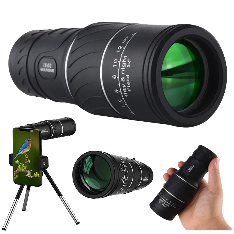 Potente telescopio Monocular 16x52, binoculares con Zoom, telescopio nocturno de largo alcance para acampar al aire libre, observación de aves - imagen 4